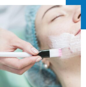 A female patient undergoing an acne treatment procedure for at AKJ Skin & Laser Clinic, Tirunelveli.